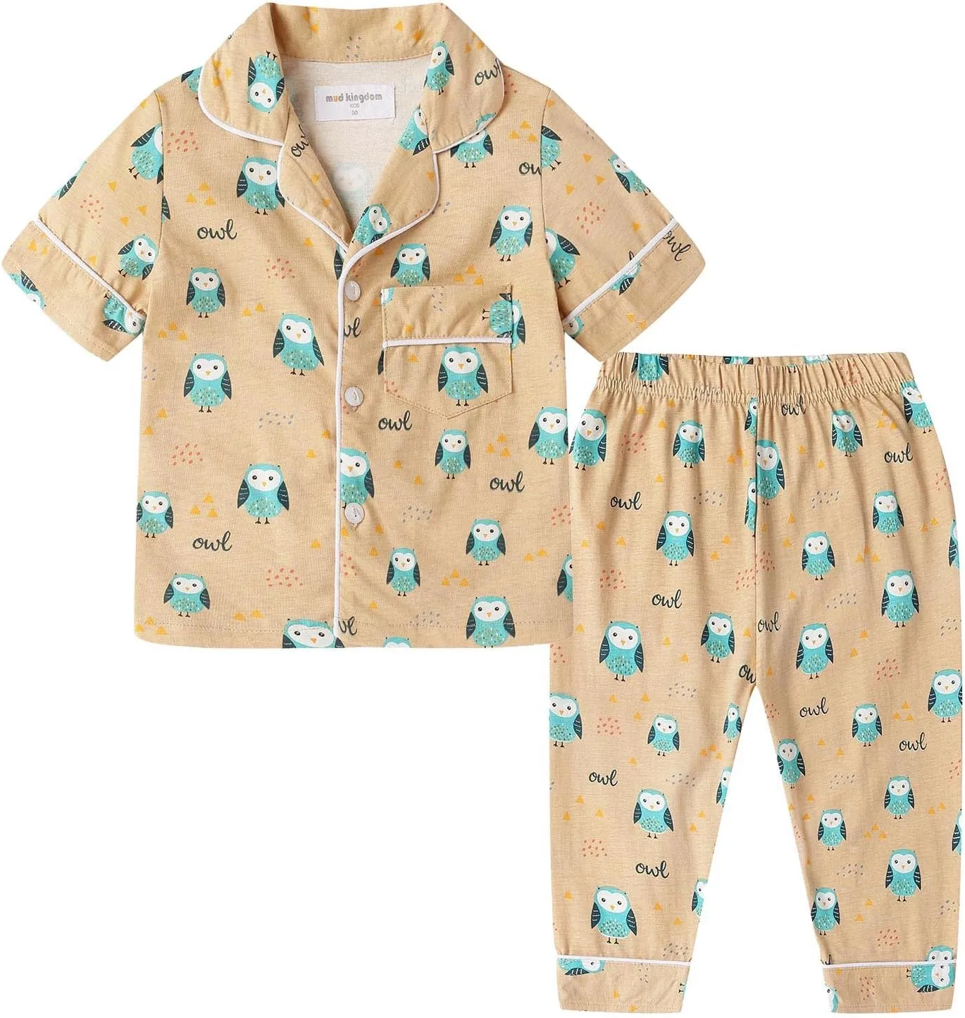 Mud Kingdom Little Boys Girls Summer Pajamas Set Button Down Funny Cartoon