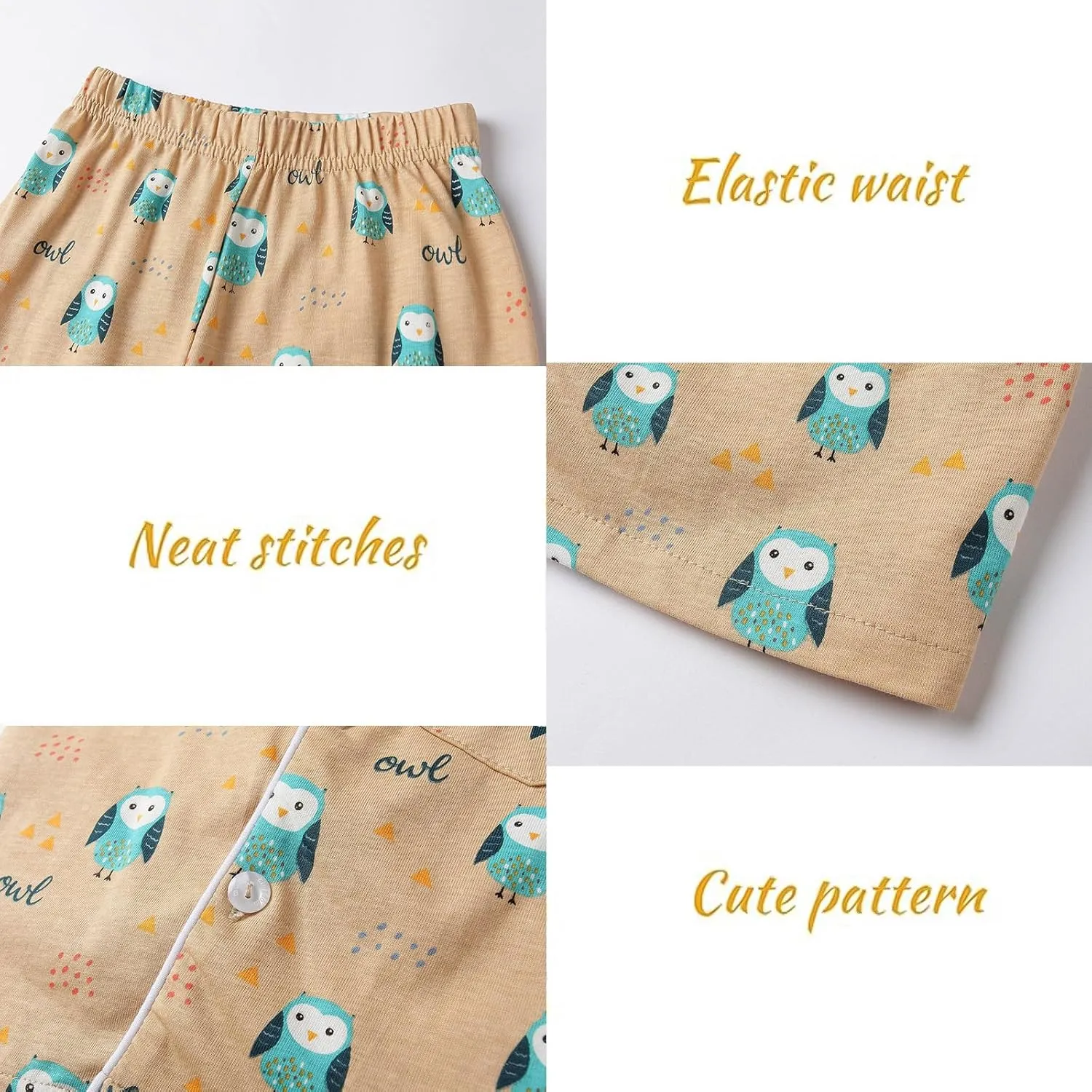 Mud Kingdom Little Boys Girls Summer Pajamas Set Button Down Funny Cartoon