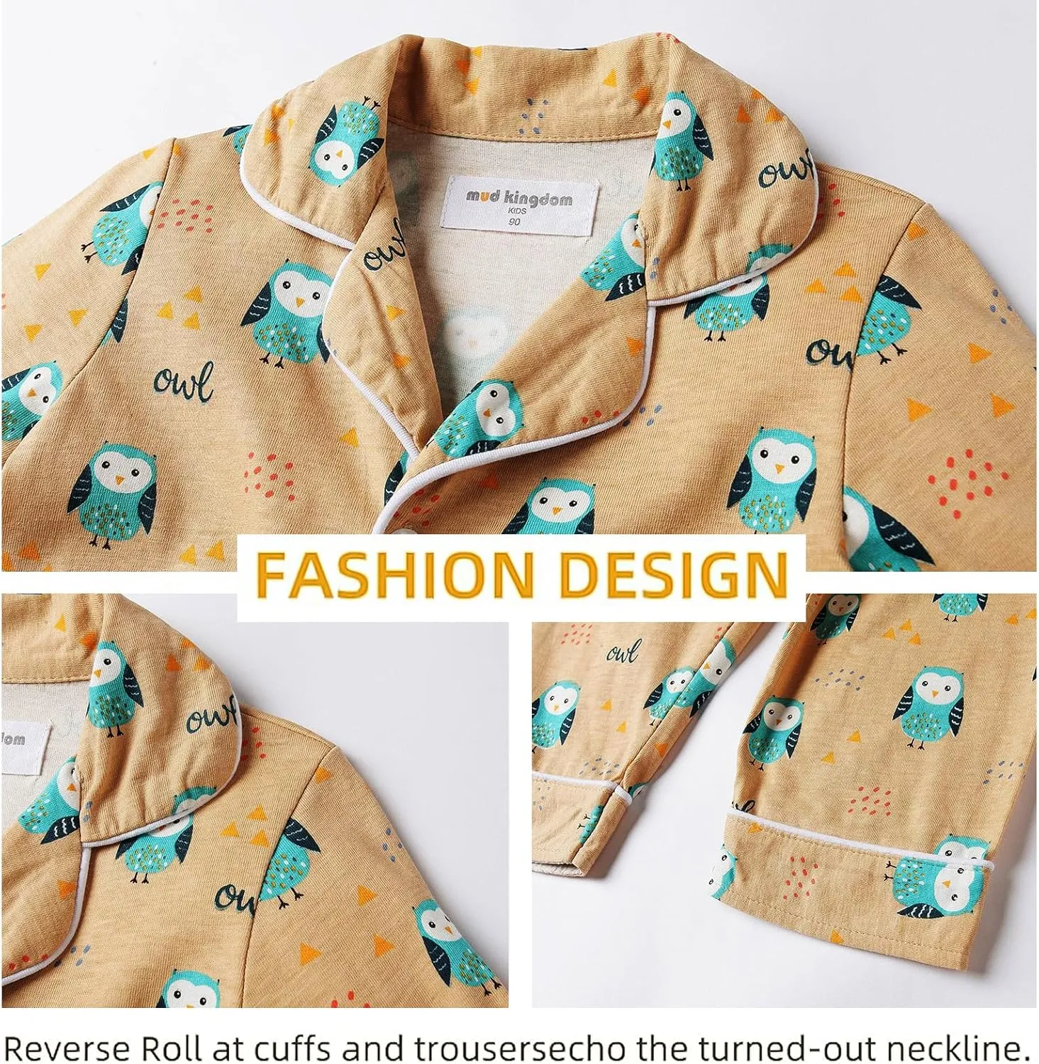 Mud Kingdom Little Boys Girls Summer Pajamas Set Button Down Funny Cartoon