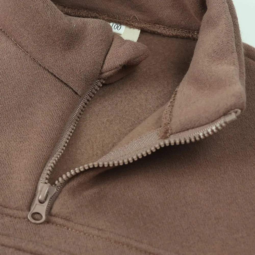 MYGBCPJS Boys Girls 2Pcs Thick Fleece Zipper Sweatsuit Kids Long Sleeve Pullover Sweatshirt No Hood   Pants Outfits Set