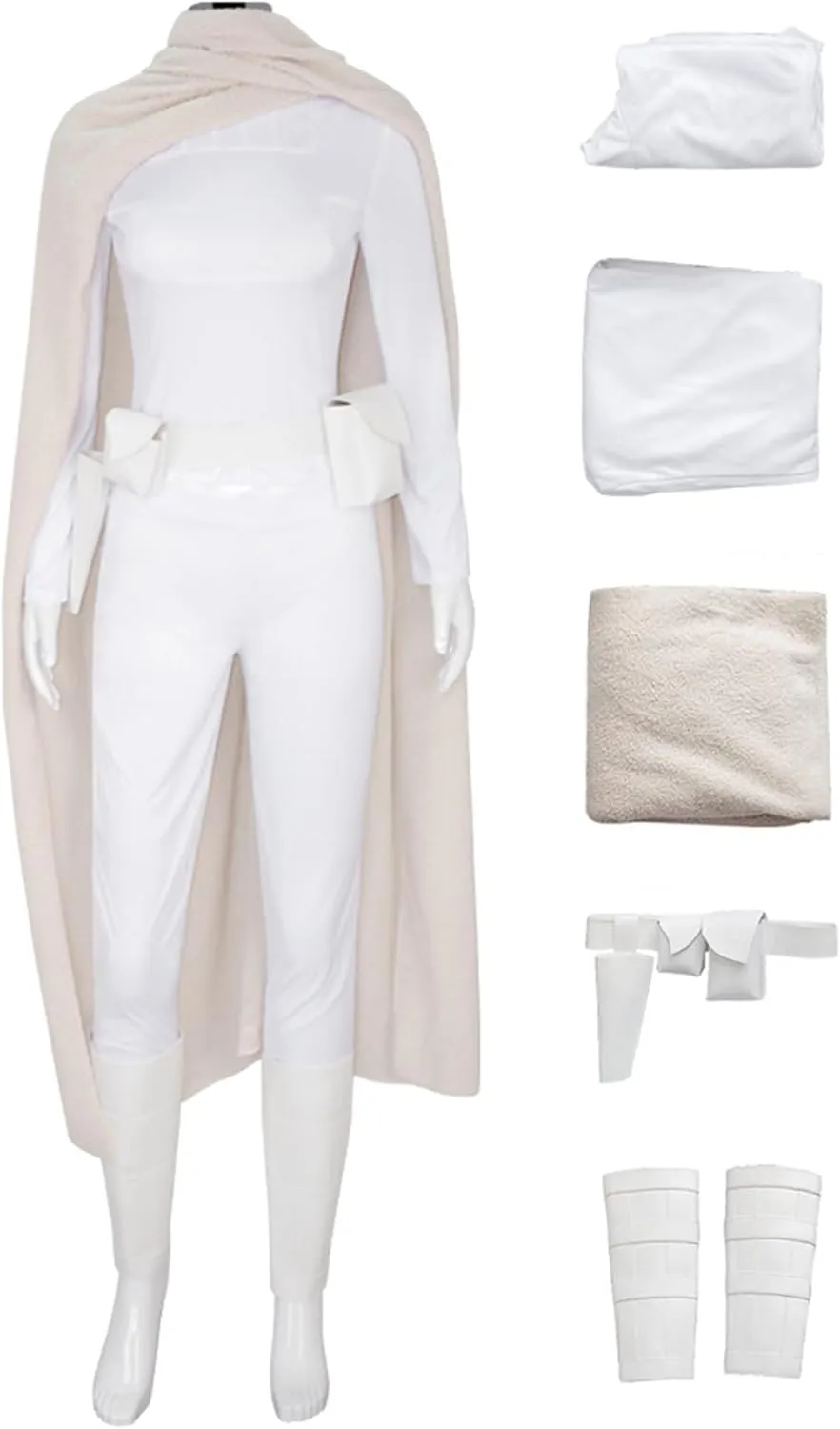 Padme Amidala Costume Women Girls Queen Padme Cosplay Jedi Battle Uniform Suit with Cloak Belt for Halloween