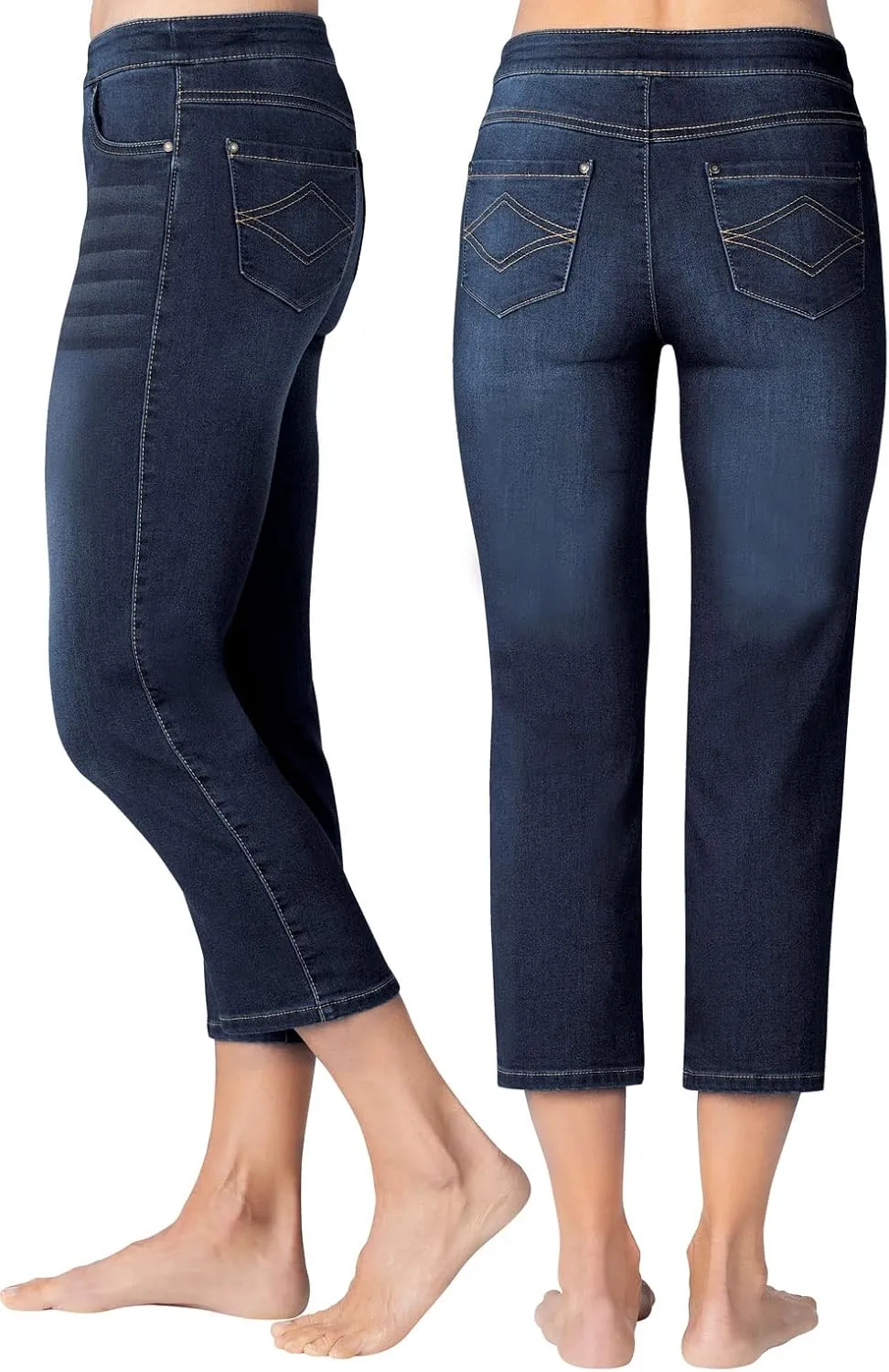 PajamaJeans Women's Capri Jeans for Summer - Pull on Capris - Womens Casual Pedal Pushers