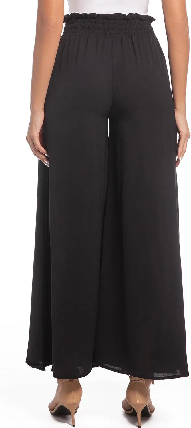 Pants for Women Casual Elastic High Waist Flowy Wide Leg Pants with Pockets