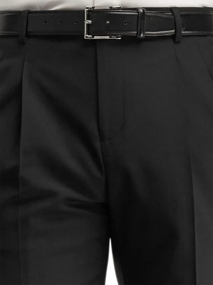 Paul Fredrick Men's Wool Stretch Bengaline Pleated Suit Pants