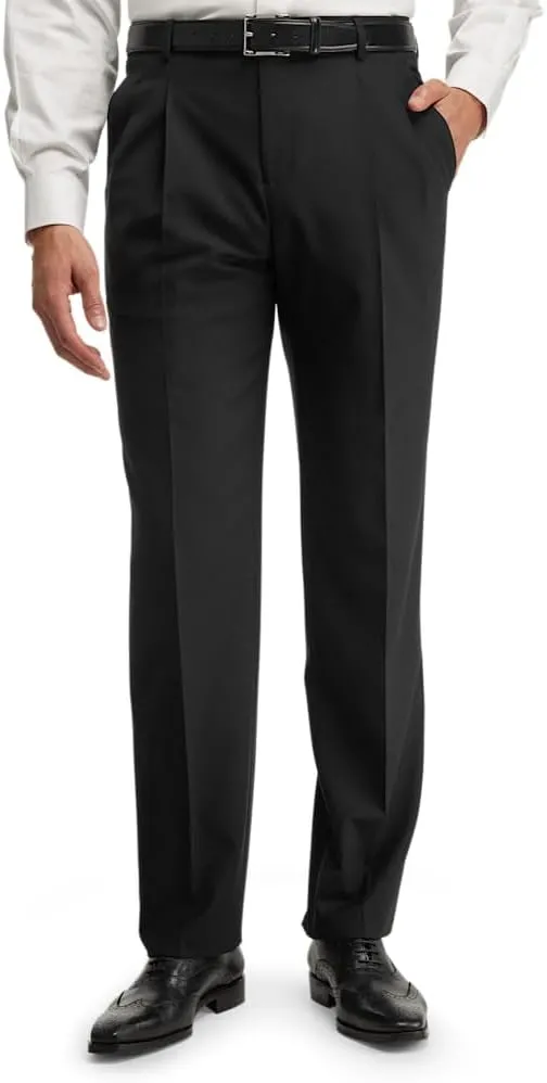 Paul Fredrick Men's Wool Stretch Bengaline Pleated Suit Pants