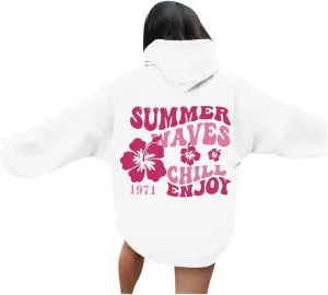 Pink Palm Hoodie For Teen Girls Casual Long Sleeve Y2K Hooded Pullover Tops Oversized Letter Graphic Hoodies With Pocket