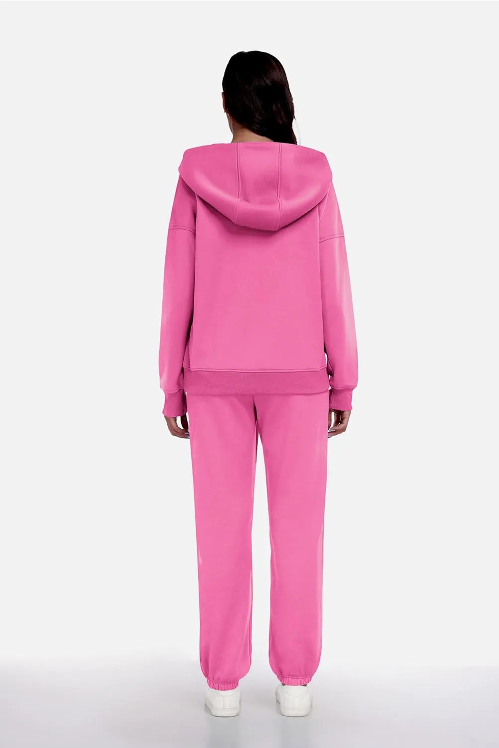 PINSPARK 2 Piece Sets for Women Fleece Sweatsuits Zip Up Hoodie Sweatshirts Drawstring Jogger Sweatpants With Pockets 2024