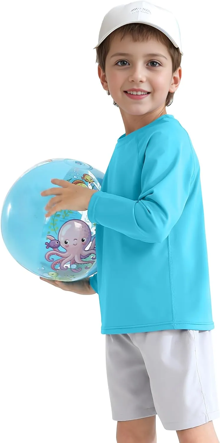 Poroka 2 Pack Baby and Toddler Boys' UPF 50  Long-Sleeve Rashguards Baby Boy Quick Dry Swim Shirt Toddler Swimwear Surf Tops
