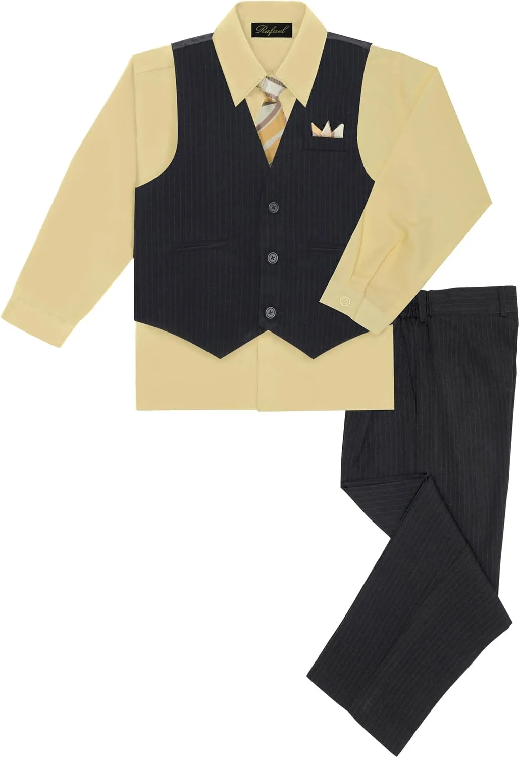 Rafael Boy's 5-Piece Vest and Pant Set with Shirt, Tie and Hanky - Many Colors