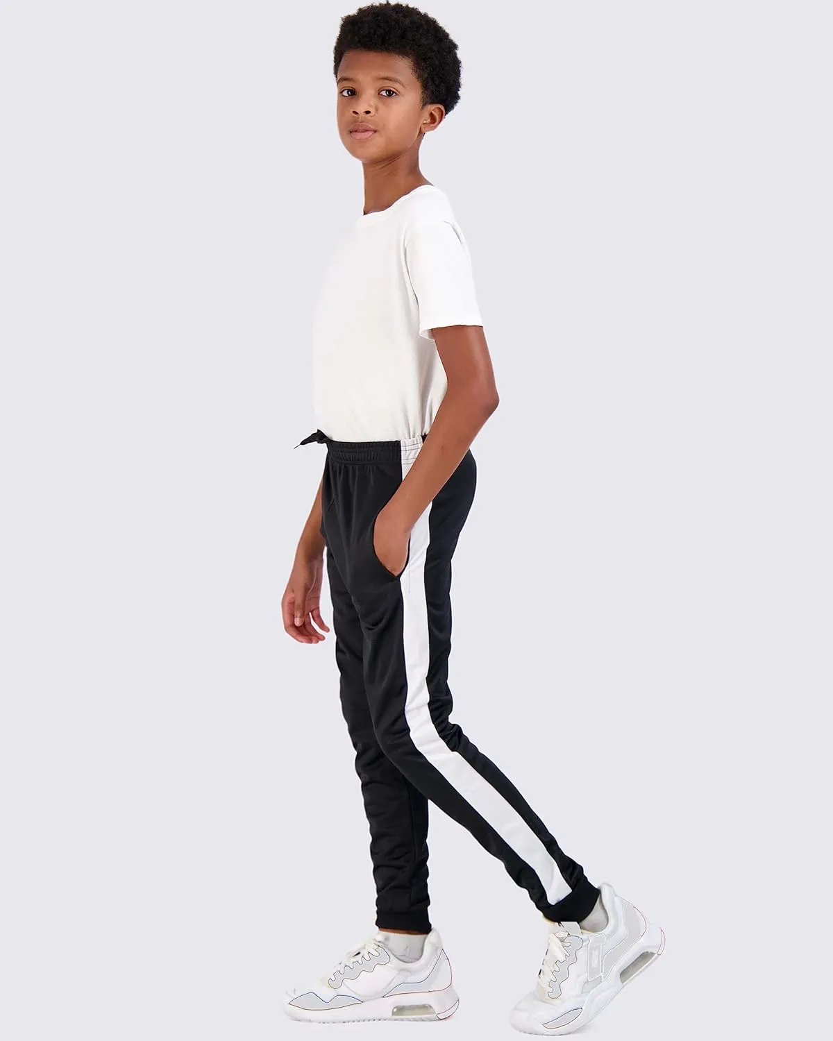 Real Essentials 3 Pack: Boy's Active Athletic Casual Jogger Sweatpants with Pockets