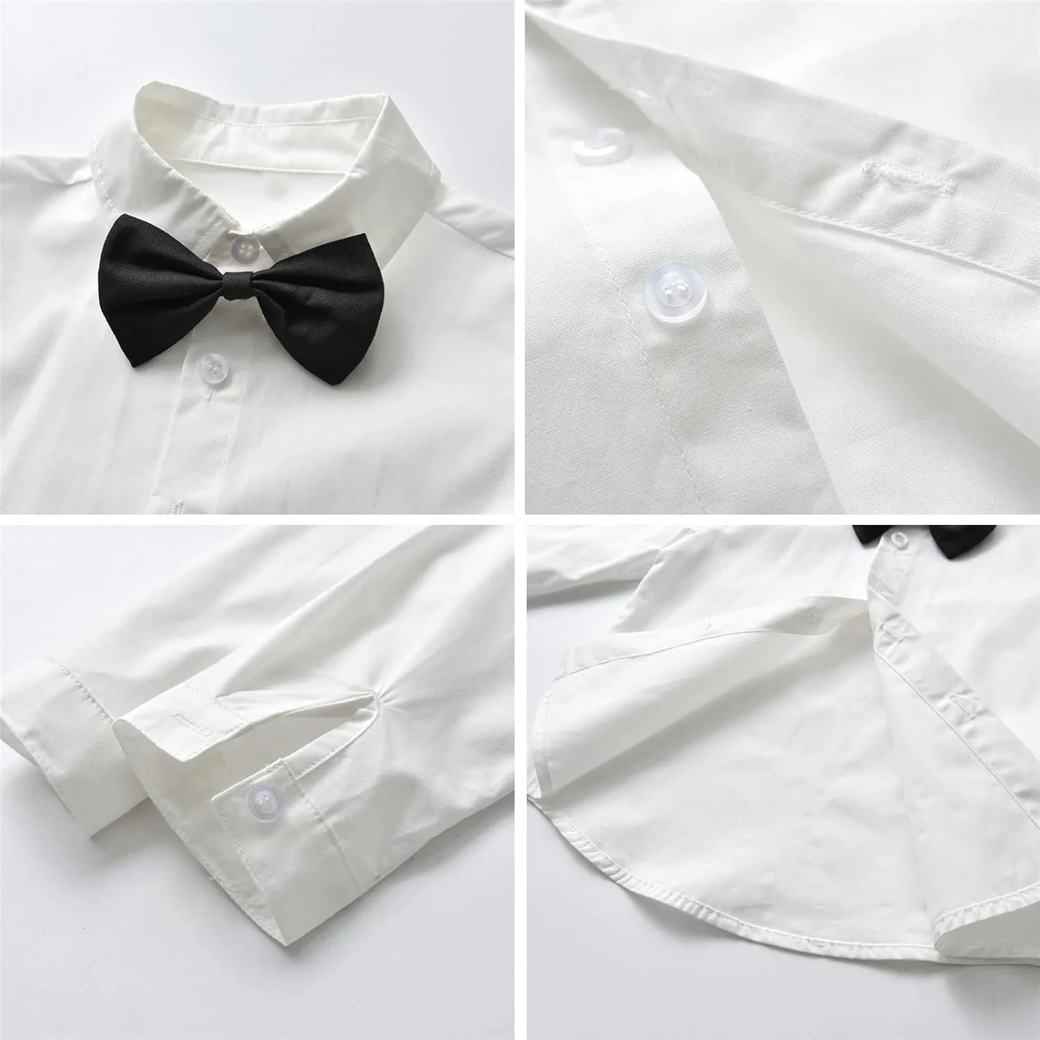 SANGTREE Boys' Formal Suits Sets Gentleman Outfits, Vest   Suspender Pants   Shirt   Bow Tie & Scarf, 3 Months - 14 Years