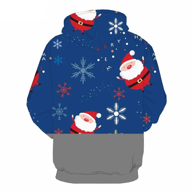 Santa Claus Hoodie Men Christmas Hoody Anime New Year Hoodie Print Snowflake 3d Printed
