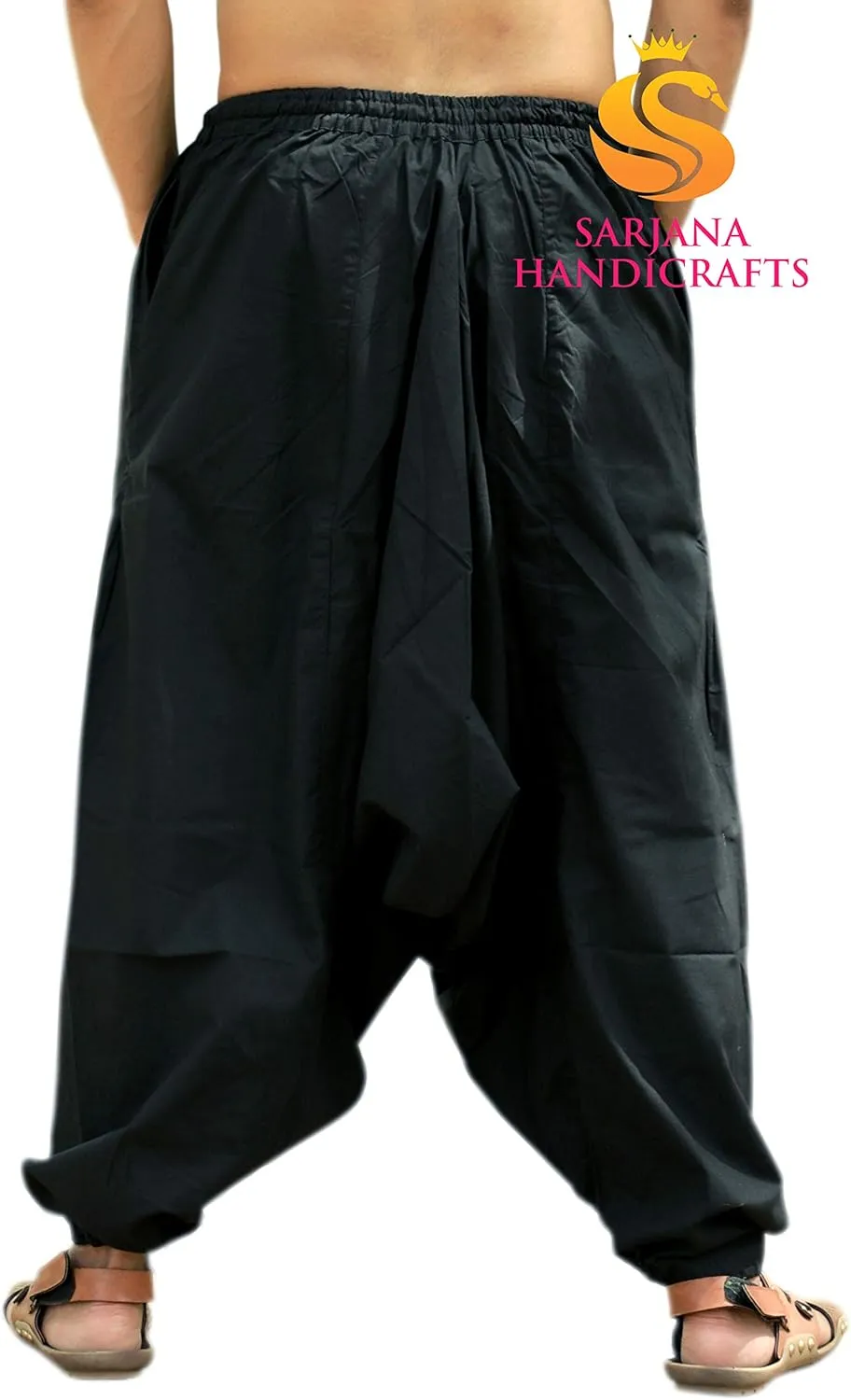 SARJANA HANDICRAFTS Men's Cotton Harem Yoga Baggy Genie Boho Pants