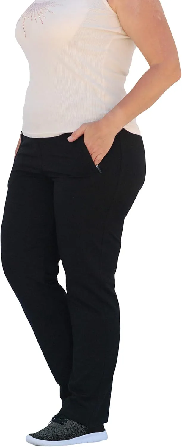 SCR SPORTSWEAR 28/30/32/34 Inseam Tall Petite Regular Plus Size S-4X Athletic Pants for Women with Zipper Pockets High Waist