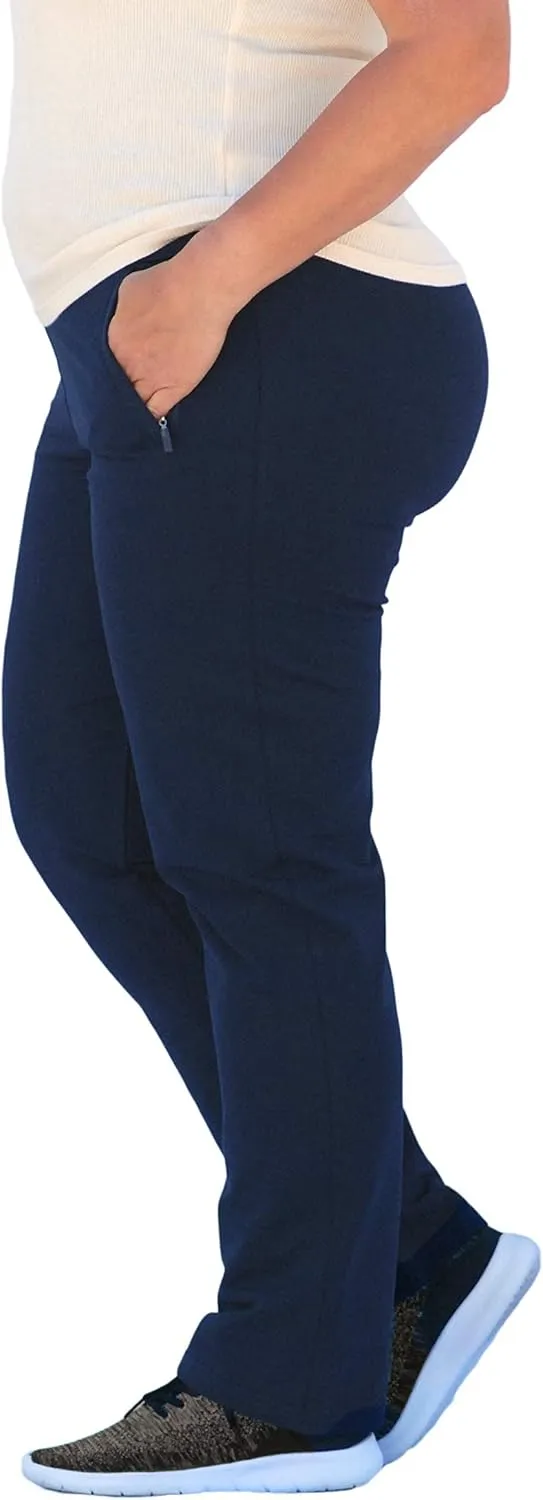 SCR SPORTSWEAR 28/30/32/34 Inseam Tall Petite Regular Plus Size S-4X Athletic Pants for Women with Zipper Pockets High Waist