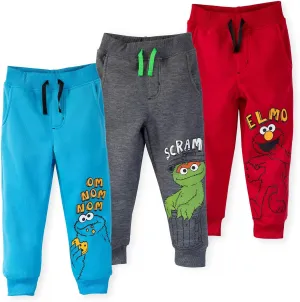 Sesame Street Elmo Cookie Monster Oscar The Grouch Fleece 3 Pack Pants Infant to Little Kid