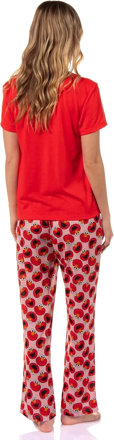 Sesame Street Women's Big Face Tossed Print Character Sleep Pajama Set