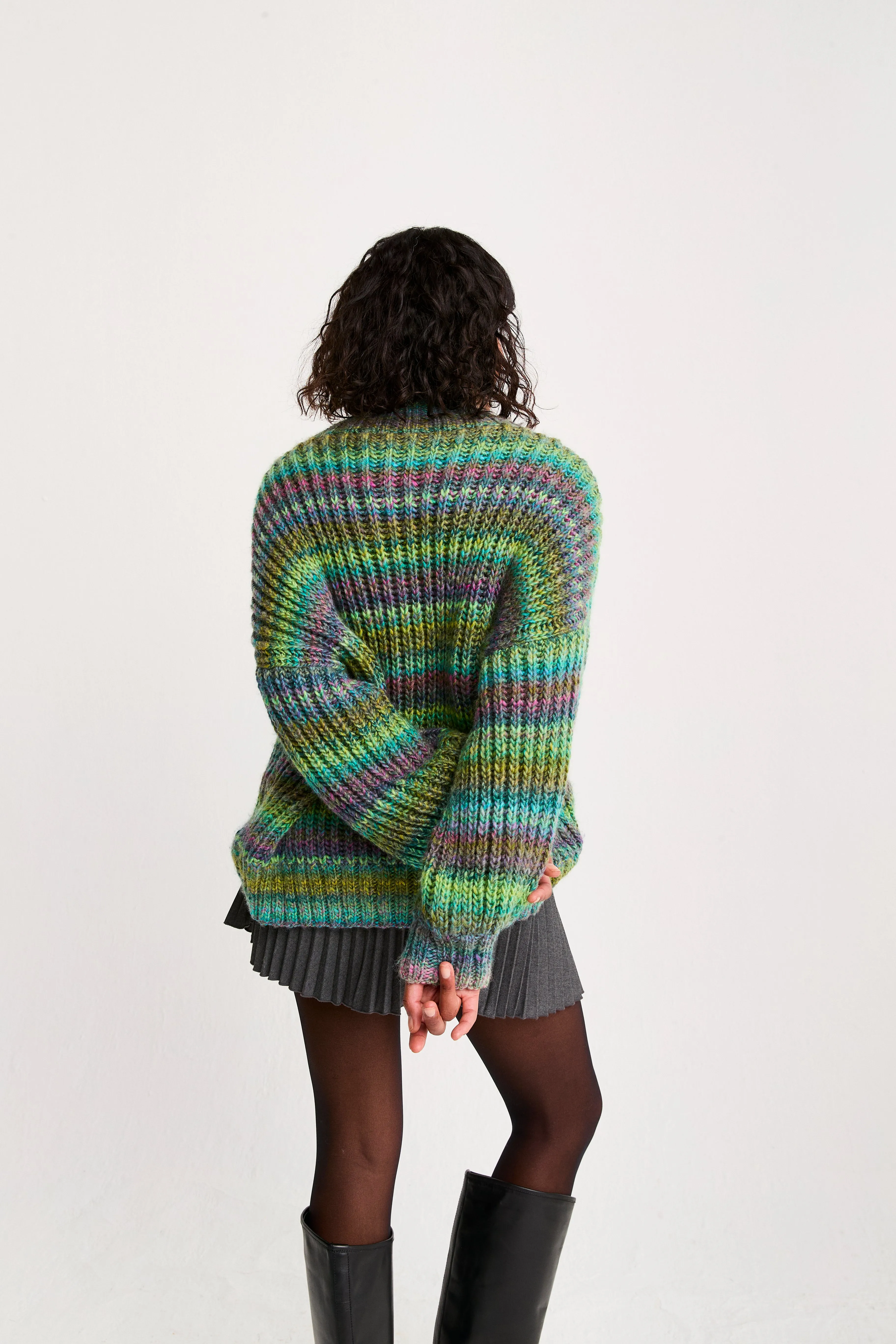 Sirdar EMI-PRECIOUS SWEATER KNITTING PATTERN IN JEWELSPUN WITH WOOL CHUNKY Self Striping Yarn 10800