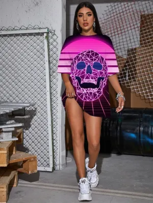 Skull T-shirt Women Moon T-shirts 3d Harajuku Funny T shirts Hip Hop Summer