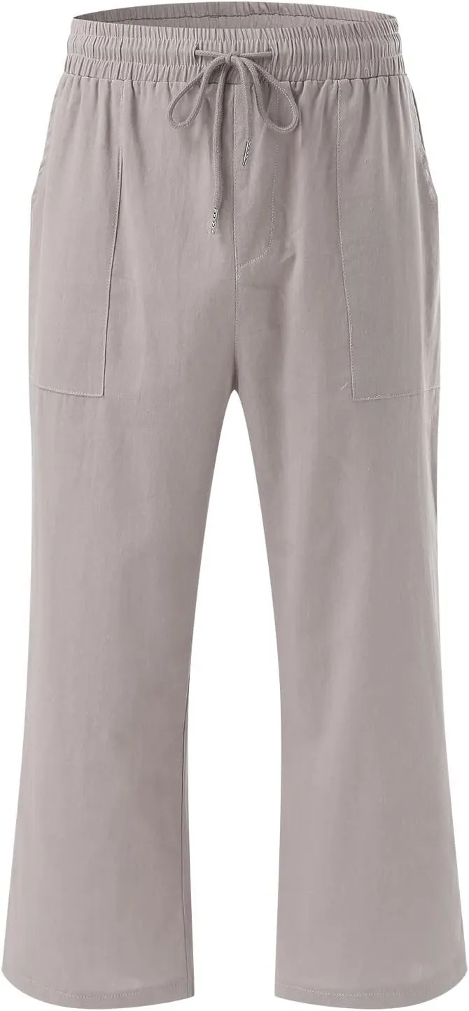 Solid Color Summer Capri for Women Casual Summer with Pockets Golf Pants Capri Lightweight Elastic Waist Capris Crop