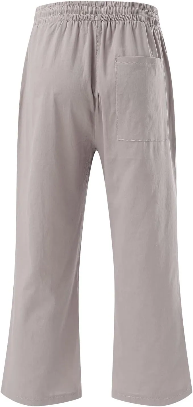 Solid Color Summer Capri for Women Casual Summer with Pockets Golf Pants Capri Lightweight Elastic Waist Capris Crop