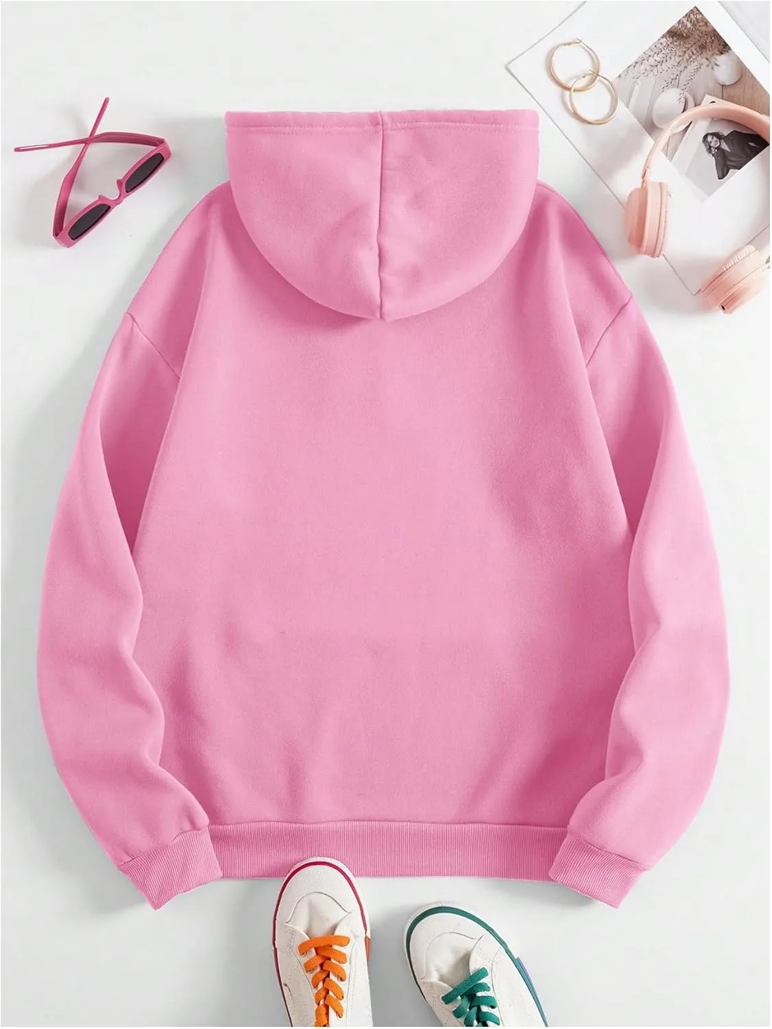 SOLY HUX Hoodies for Women Drawstring Long Sleeve Drop Shoulder Pullover Sweatshirt with Pocket