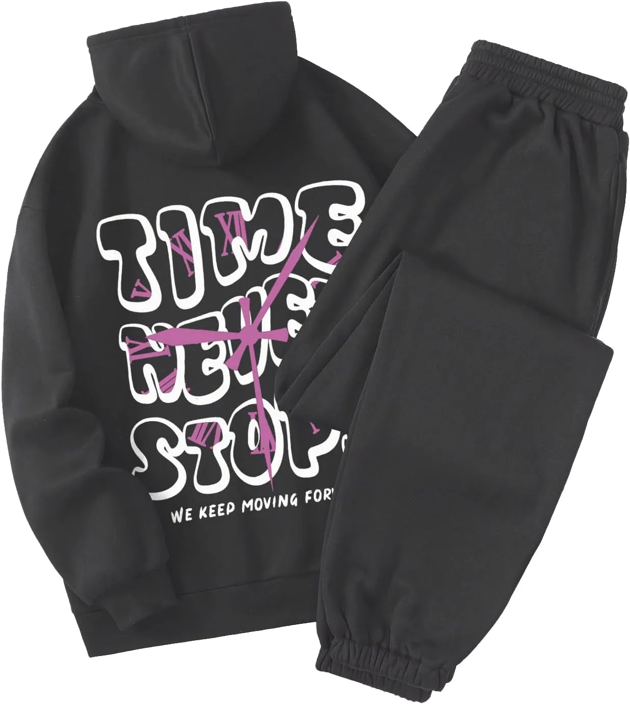 SOLY HUX Women's 2 Piece Outfits Letter Graphic Drawstring Long Sleeve Hoodies Sweatshirt and Sweatpants Set