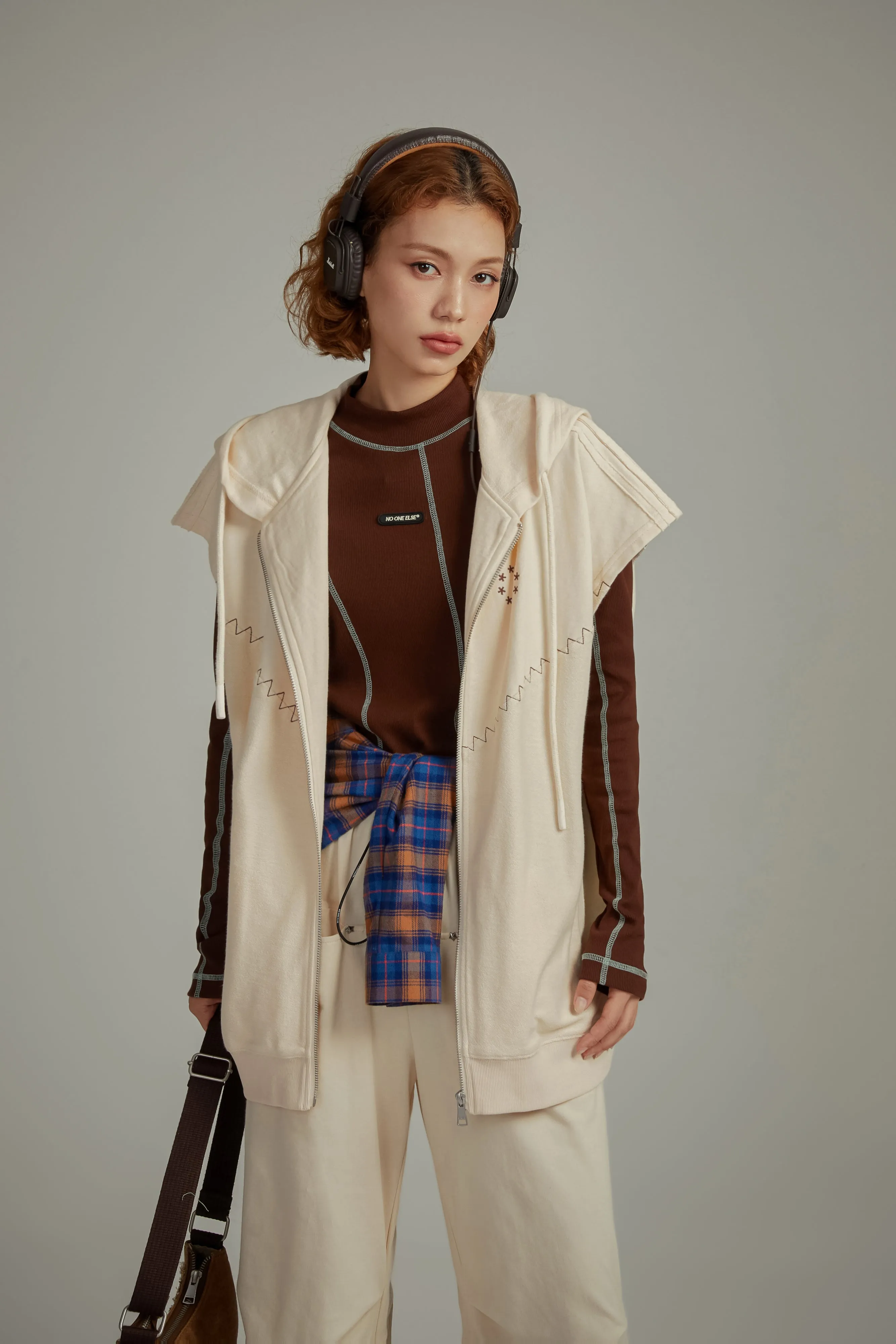 Stitch Hooded Zip-Up Vest