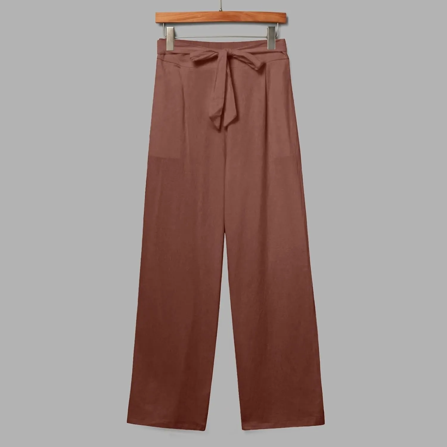 Straight Leg Linen Pants Women 2025 Summer Casual Elastic High Waisted Drawstring Pants Baggy Lounge Pants with Pockets