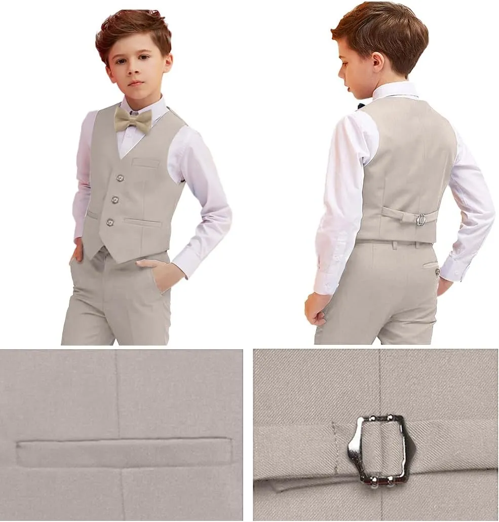 Suits for Boy Slim Fit Formal Dress Outfit Toddler Suit Blazer Vest Pants Kis Tuxedos