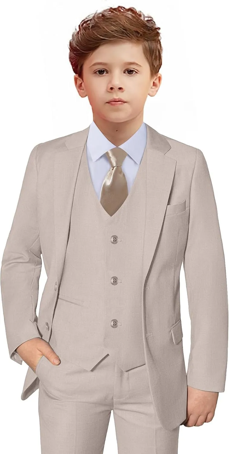 Suits for Boy Slim Fit Formal Dress Outfit Toddler Suit Blazer Vest Pants Kis Tuxedos
