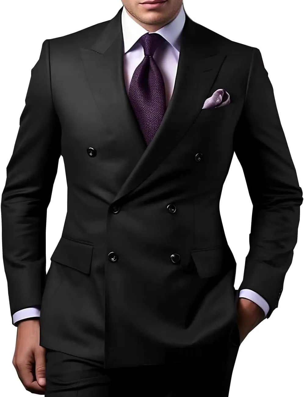 Suits for Men 2 Piece Slim Fit Men's Suit Double Breasted Formal Blazer Jacket Vest Pants Set Wedding Prom Party