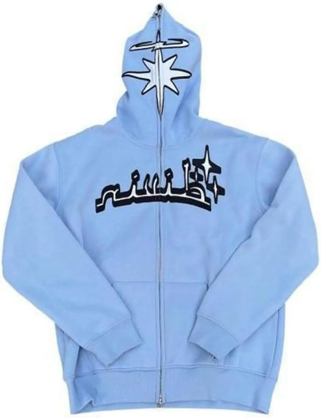 Sunwittafy Y2k Hoodie Men Women Star Zip Up Hoodie Letter Print Harajuku Oversized Sweatshirt Grunge Jacket Streetwear