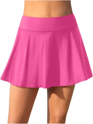 Swim Skirt for Women High Waisted Ruffle Ruched Swimsuits Skirt Bathing Suits Bottoms with Built-in Brief Swim Shorts