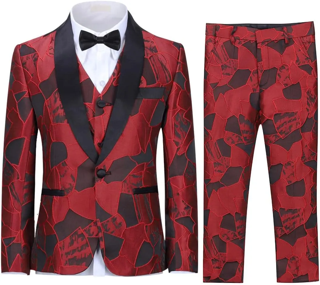 SWOTGdoby Boys Suits 3 Piece Slim Fit Kids Tuxedo Suits for Boys Formal Dress Blazer Jacket Pants Vest Wedding Party Prom