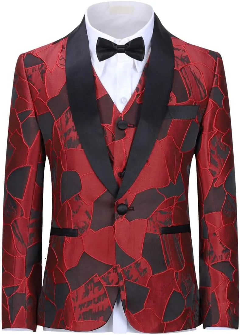 SWOTGdoby Boys Suits 3 Piece Slim Fit Kids Tuxedo Suits for Boys Formal Dress Blazer Jacket Pants Vest Wedding Party Prom