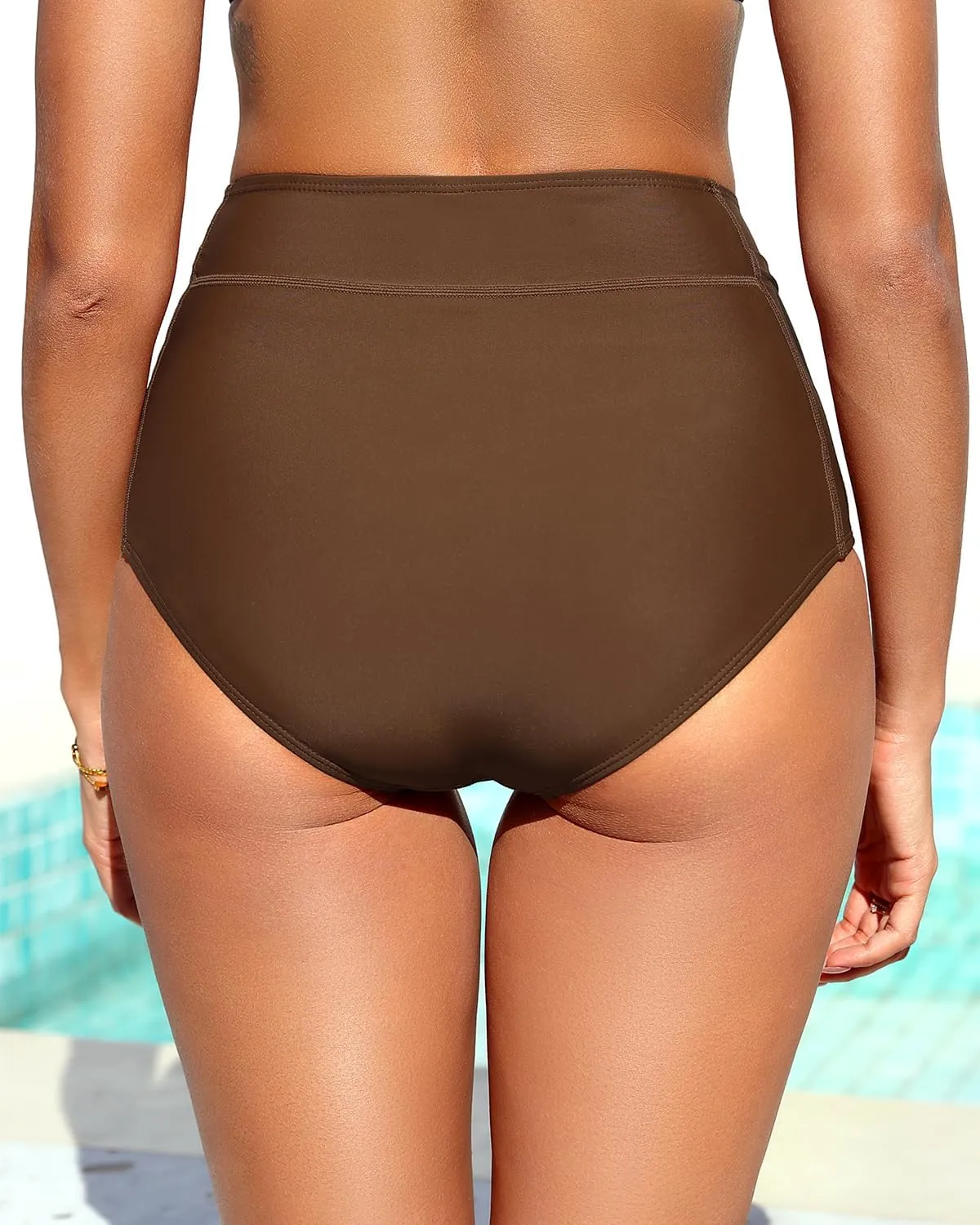 Tempt Me Women High Waisted Swimsuit Bikini Bottoms - Tummy Control Swim Bottom Full Coverage Bathing Suit with Pockets 2025