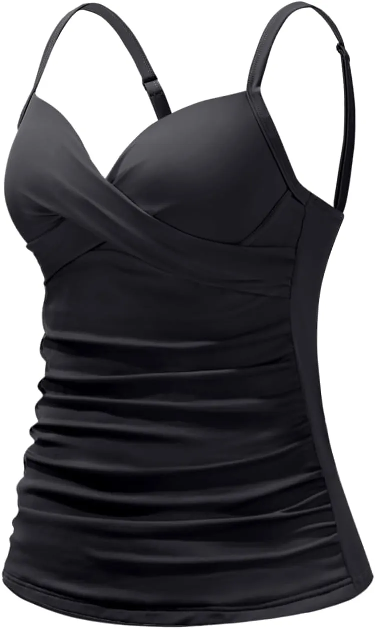 Tempt Me Womens Underwire Tankini Top Tummy Control Swim Tops Only Twist Front Push Up Bathing Suit No Bottom 2025