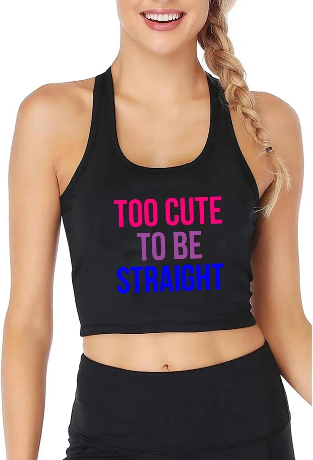 Too Cute to Be Straight Design Sexy Slim Fit Crop Top Women's Funny Naughty Tank Tops Street Casual Camisole