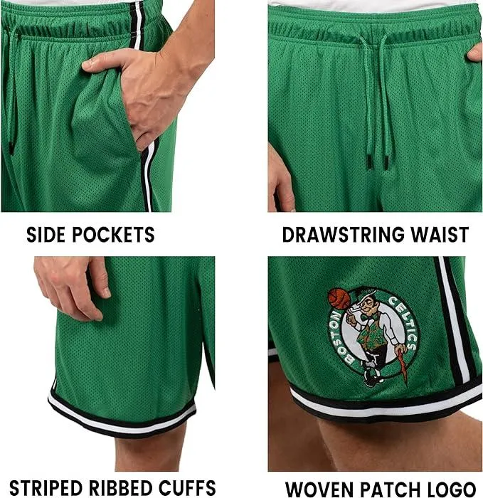Ultra Game NBA Official Men’s Slam Active Basketball Training Shorts - Unisex, Detroit Pistons, Team Color|Detroit Pistons