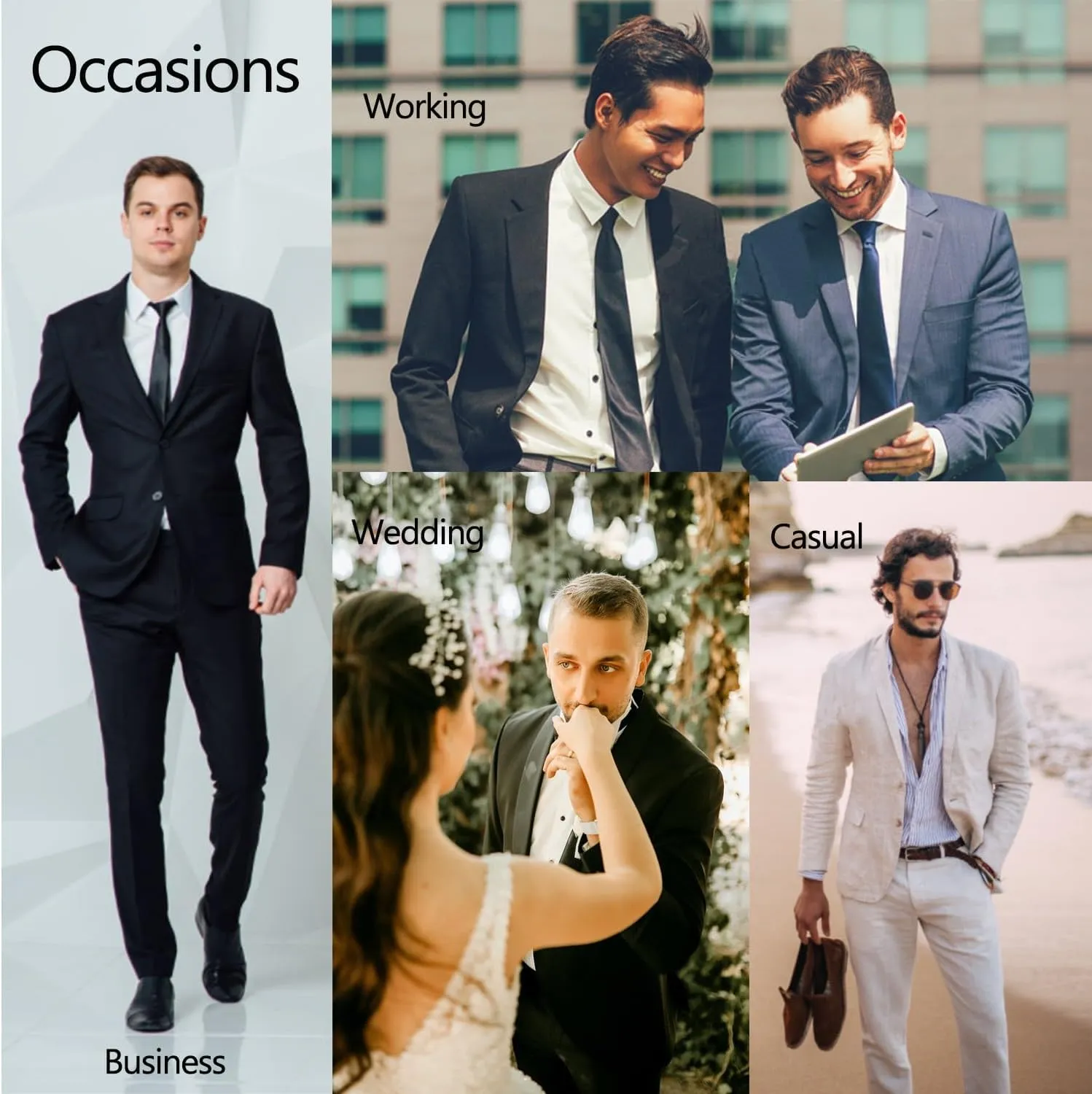 UNINUKOO Men Suits Slim Fit 3 Piece 1 Button Wedding Formal Business Tuxedo Suit Jacket Pants Vest Set