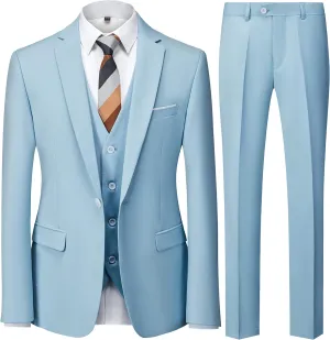 UNINUKOO Men Suits Slim Fit 3 Piece 1 Button Wedding Formal Business Tuxedo Suit Jacket Pants Vest Set