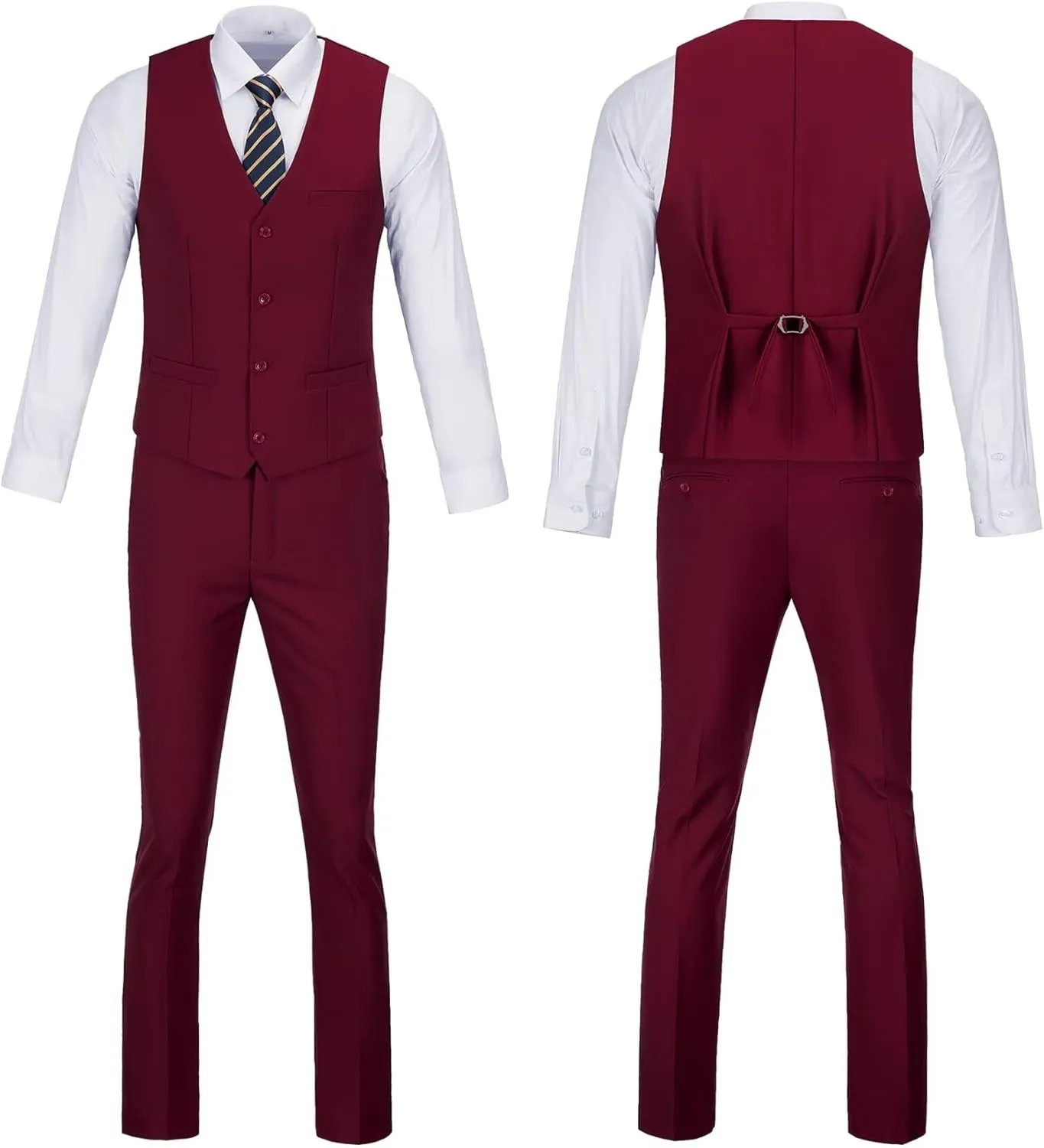 Vest Pants Set for Men 2 Piece Suit Men's Slim Fit Wedding Groomsmen Suit V Neck Casual Suit Waistcoat for Men