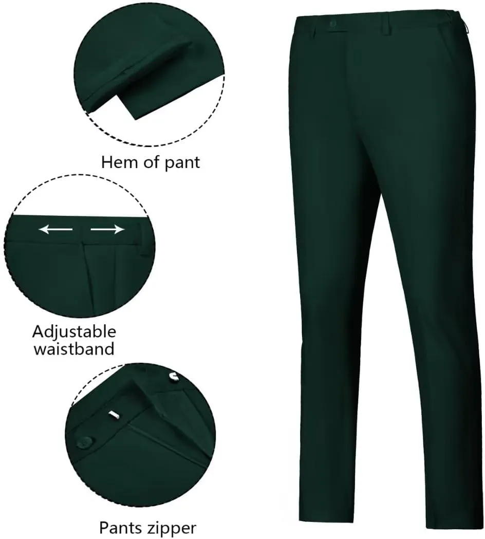Wehilion Men's Suits 2 Pieces, Vest Pants Set for Men, V-Neck Slim Fit Casual Suit Waistcoat
