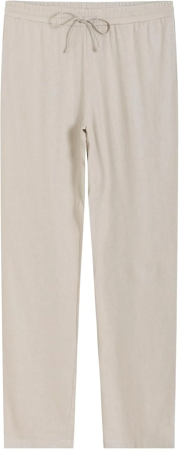 Weintee Women's 34" Inseam Tall Linen Pants with Pockets
