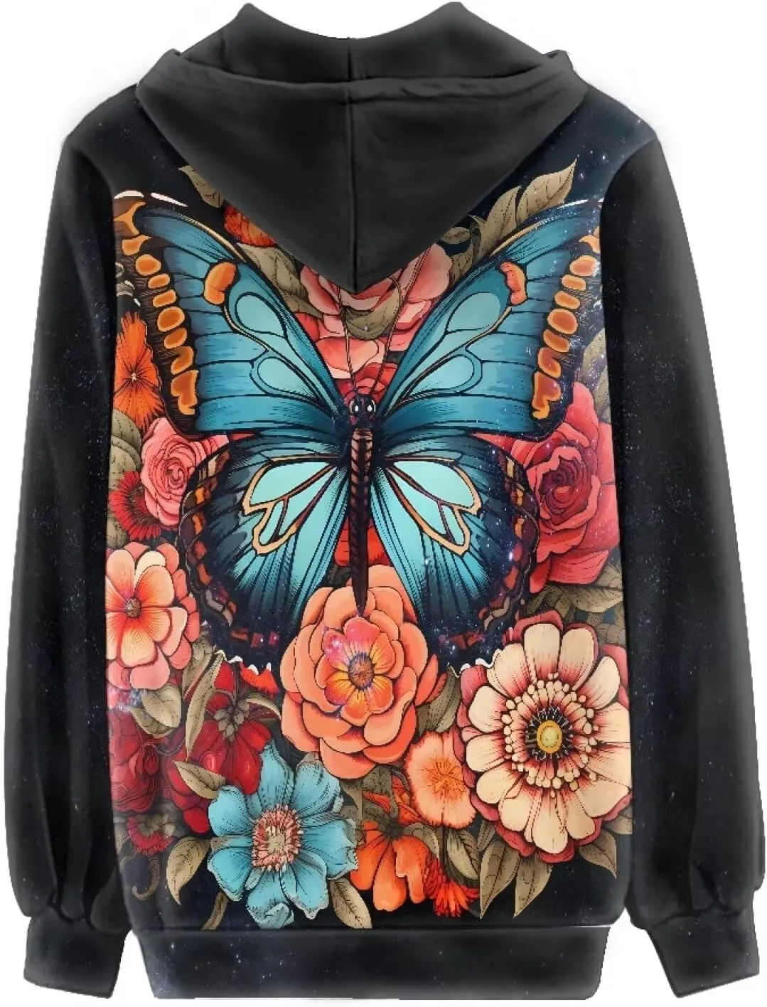 WELLFLYHOM Y2k Hoodie Women Zip Up Sweatshirt Long Sleeve Shirt Hooded Cardigan