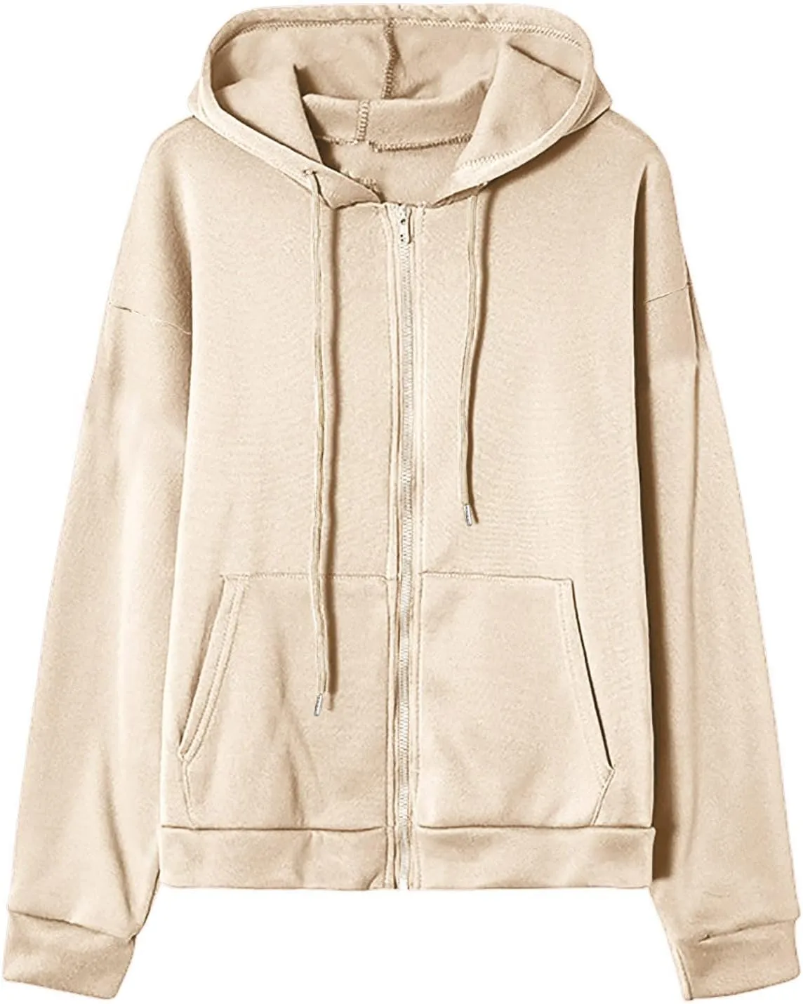 Wirziis Oversized Zip Up Hoodie for Women 2024 Fleece Jacket Fall Outfits Casual Hooded Tops Teen Girls Drawstring Cardigan