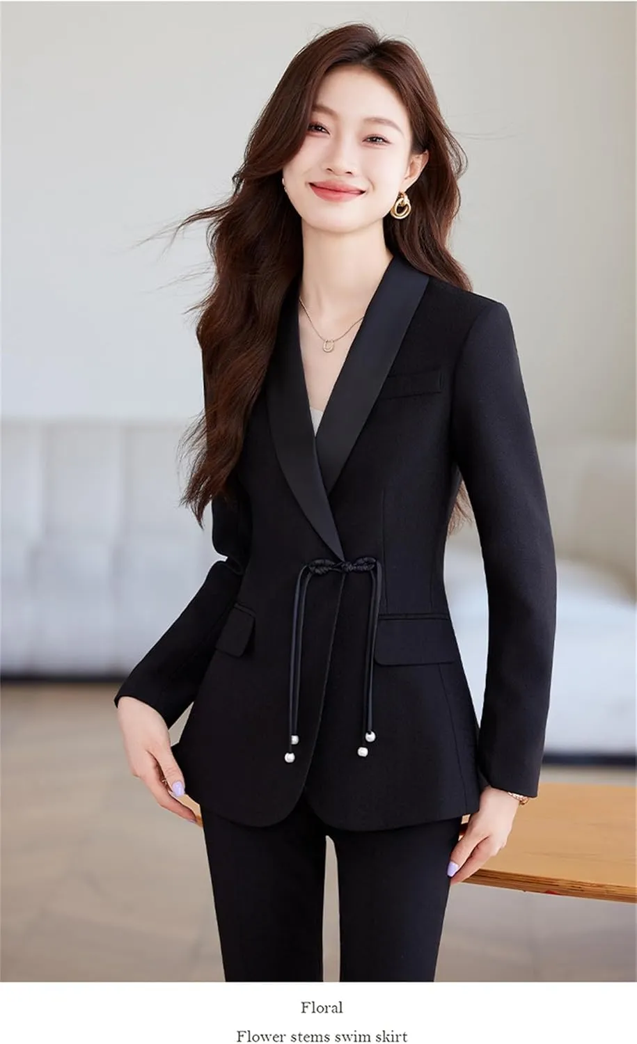 Women Elegant Pant Suit 2 Piece Set Office Ladies Female Business Work Wear Formal Blazer Jacket and Trouser