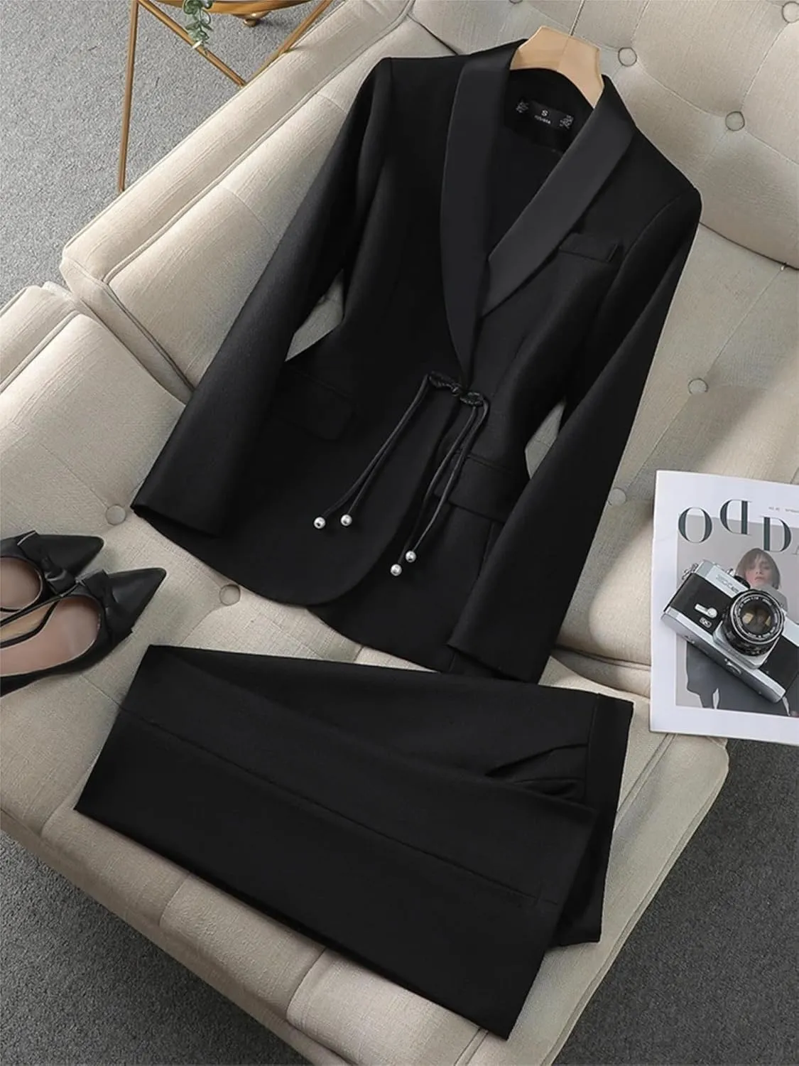 Women Elegant Pant Suit 2 Piece Set Office Ladies Female Business Work Wear Formal Blazer Jacket and Trouser