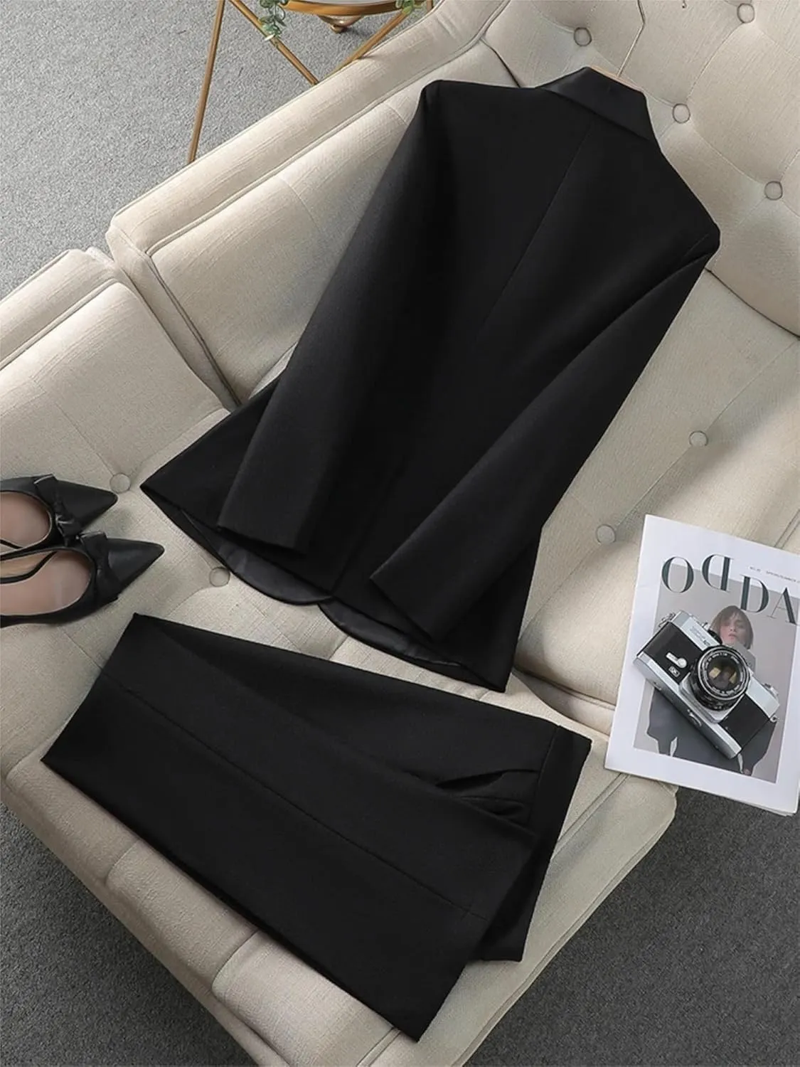 Women Elegant Pant Suit 2 Piece Set Office Ladies Female Business Work Wear Formal Blazer Jacket and Trouser